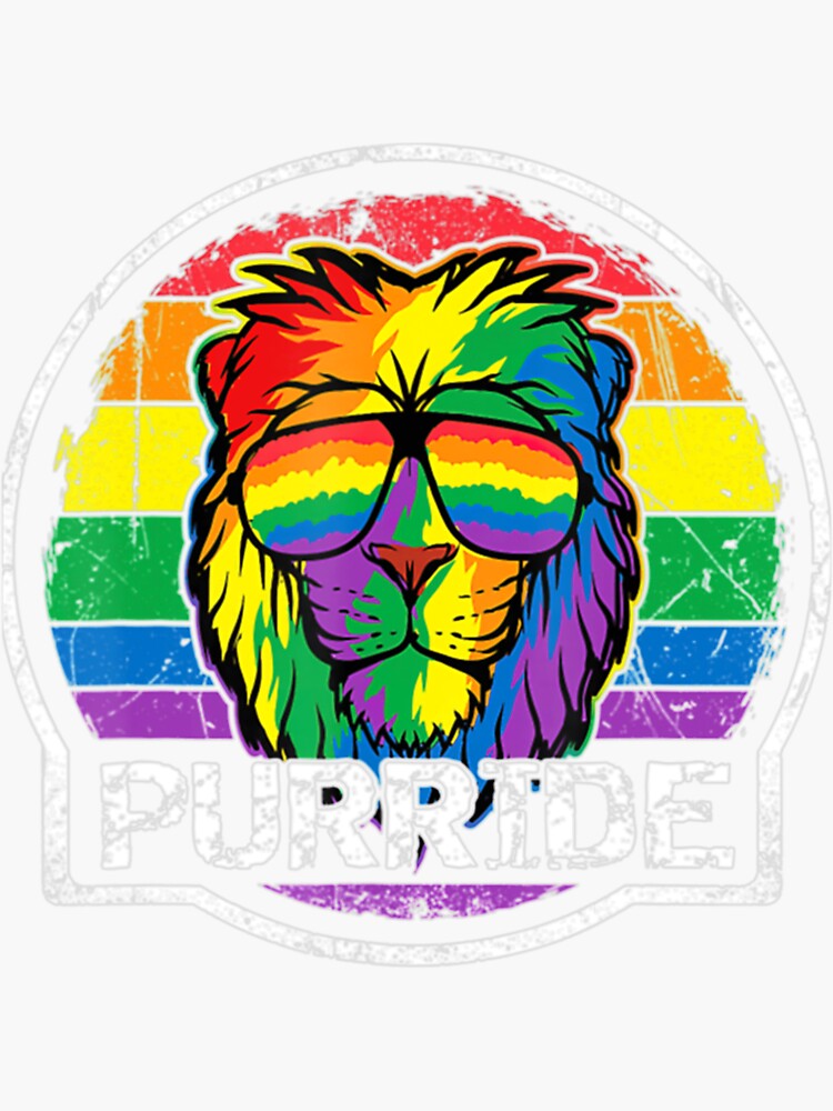 Purride Lion Lgbt Colorful Cat Lion Gay Pride Rainbow Sticker For Sale By Chidozieawaziem 9336