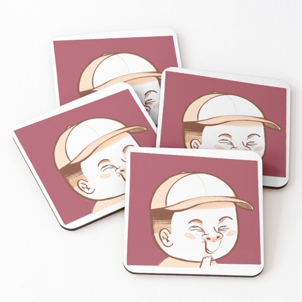 Item preview, naughty boy wears a cap with disingenuous smile in bloody red tone comic style designed and sold by ABeeSees.