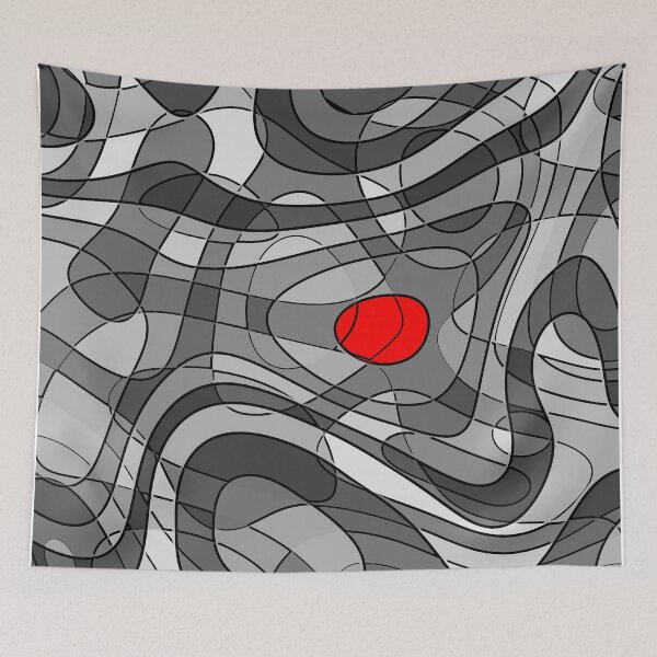 Item preview, Abstract Art - Squiggly Loops - Gray Mix Red designed and sold by EDDArt.