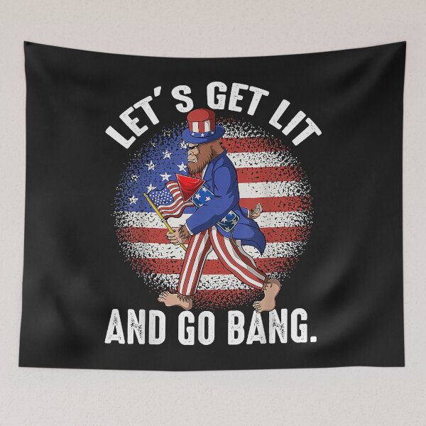 Item preview, Funny Bigfoot Fireworks Lets Get Lit And Go Bang 4th Of July designed and sold by luciaaljudith.