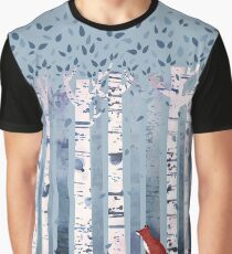 Die Birken (in Blau) Grafik T-Shirt