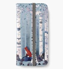 Die Birken (in Blau) iPhone Flip-Case/Hülle/Klebefolie