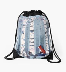 The Birches (in Blue) Drawstring Bag