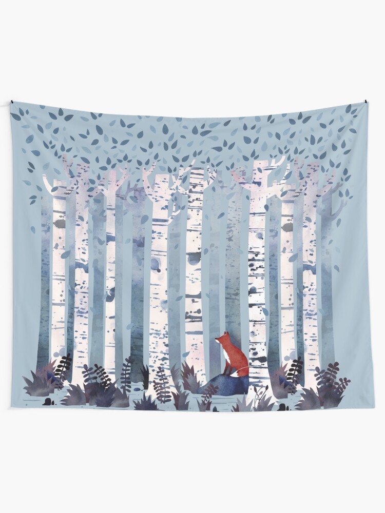 Alternate view of The Birches (in Blue) Tapestry