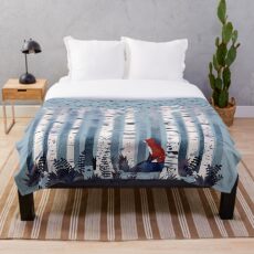 The Birches (in Blue) Throw Blanket