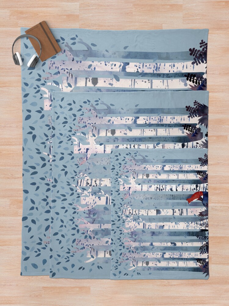 Alternate view of The Birches (in Blue) Throw Blanket