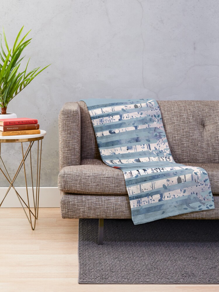 Alternate view of The Birches (in Blue) Throw Blanket