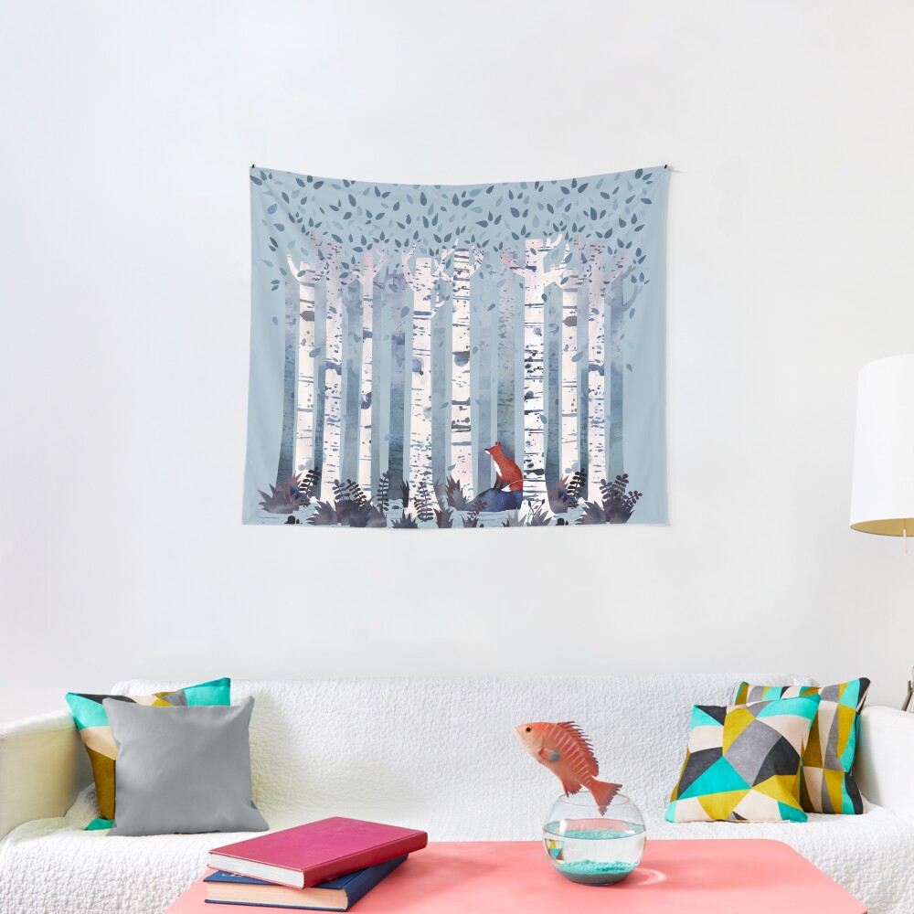 The Birches (in Blue) Tapestry