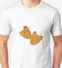 Theater Mask Comedy and Tragedy Mono Line Unisex T-Shirt
