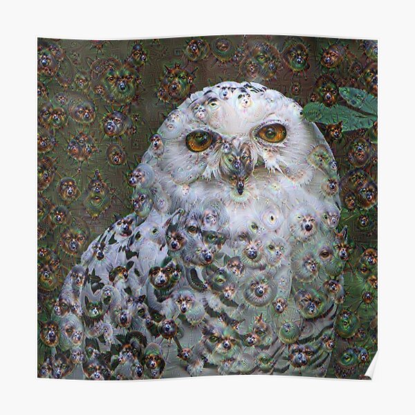 Dream Creatures, Snowy Owl 001, DeepDream (Schnee-Eule) Poster