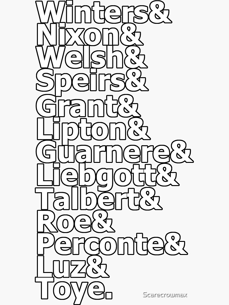 "Easy Company Names Version 2" Sticker for Sale by Scarecrowmax Redbubble