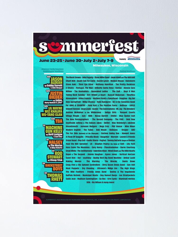"Summerfest 2022 Lineup" Poster by Redbubble