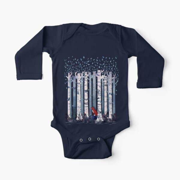 The Birches (in Blue) Long Sleeve Baby One-Piece