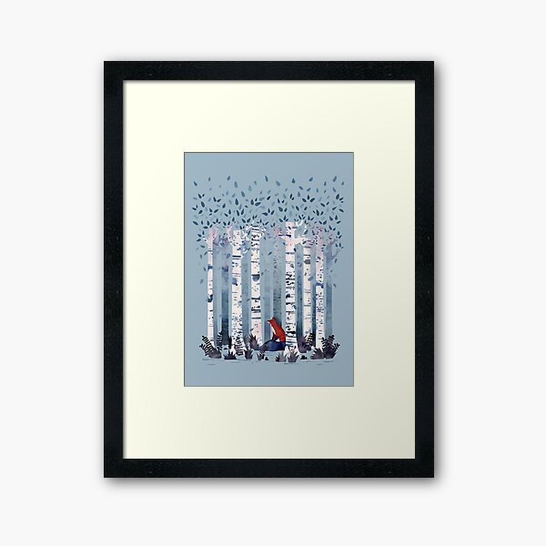 The Birches (in Blue) Framed Art Print