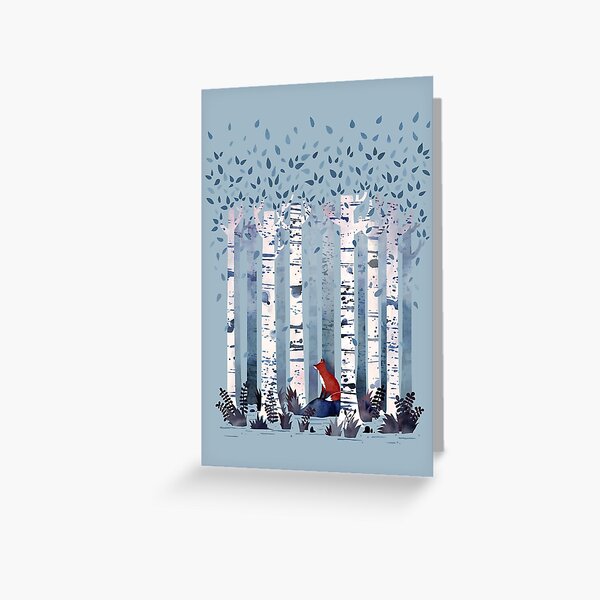 The Birches (in Blue) Greeting Card