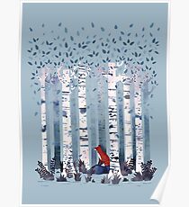 The Birches (in Blue) Poster