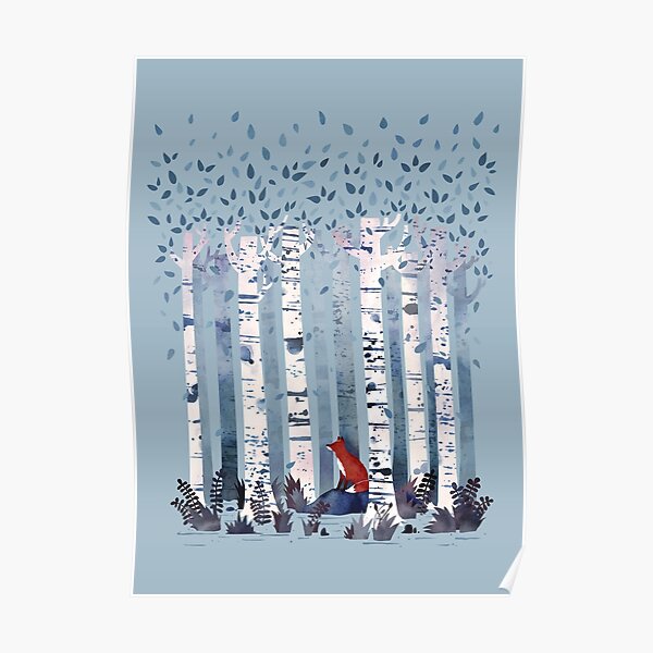 The Birches (in Blue) Poster