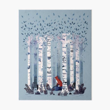 The Birches (in Blue) Art Board Print