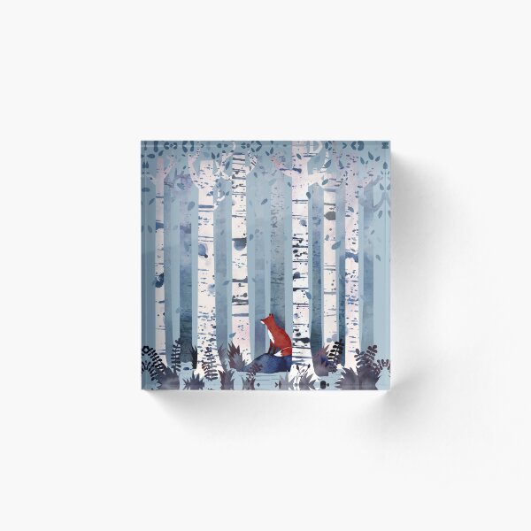 The Birches (in Blue) Acrylic Block