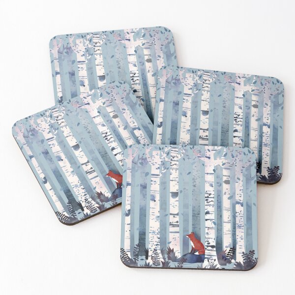 The Birches (in Blue) Coasters (Set of 4)