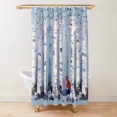 The Birches (in Blue) Shower Curtain