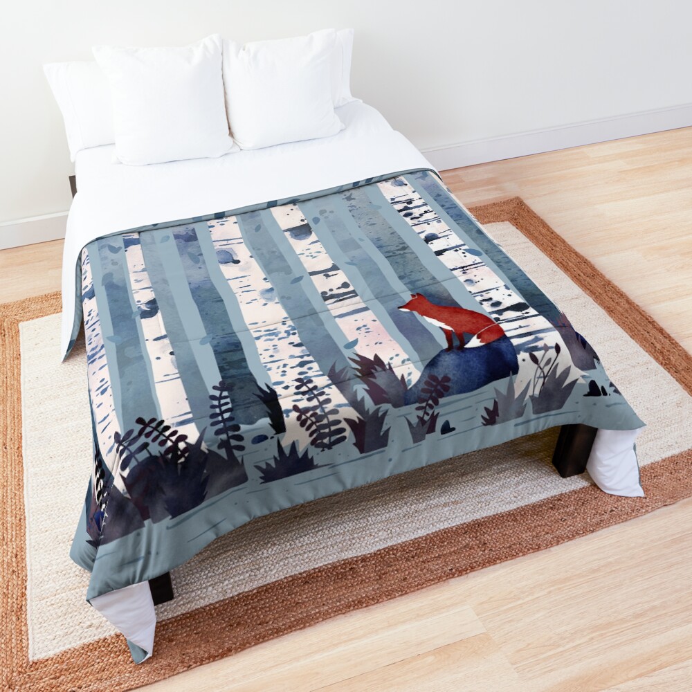 The Birches (in Blue) Comforter
