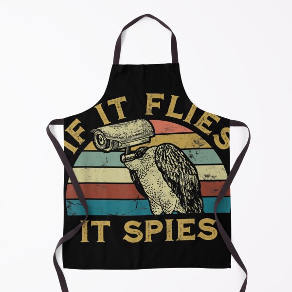Item preview, Vintage if It Flies It Spies Funny Meme Bird Retro sunset designed and sold by RosalindHage.