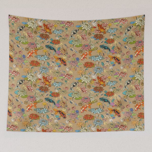 Item preview, Water Lily Koi Pond on a kraft paper background designed and sold by Silver Steer Design.
