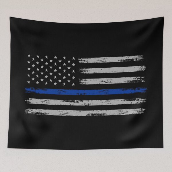 Item preview, American police flag, blue line flag, American flag, American police flag, blue line flag with distressed effect designed and sold by OutLoudDesigns.