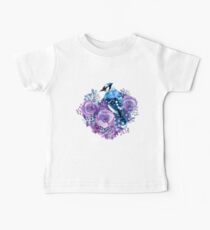 Blue Jay and Violet Flowers Watercolor Baby Tee