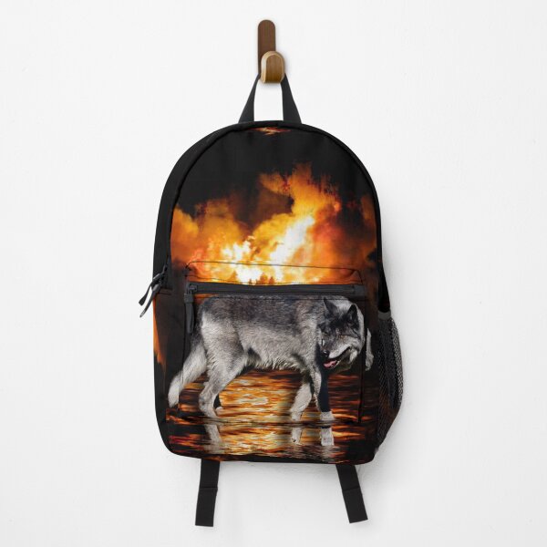 Item preview, "Survivor" Alpha Grey Wolf & Burning Forest Fire designed and sold by NaturePrints.
