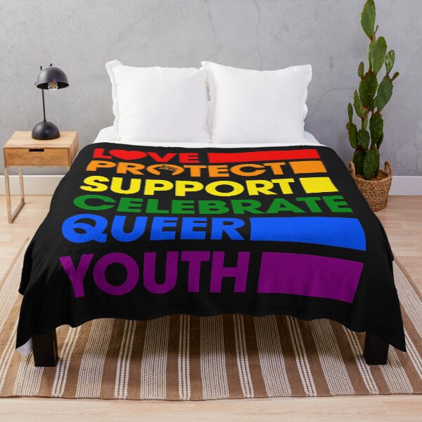 Item preview, Love Protect Support Celebrate Queer Youth LGBTQ Gay Ally Pullover Hoodie designed and sold by luciaaljudith.