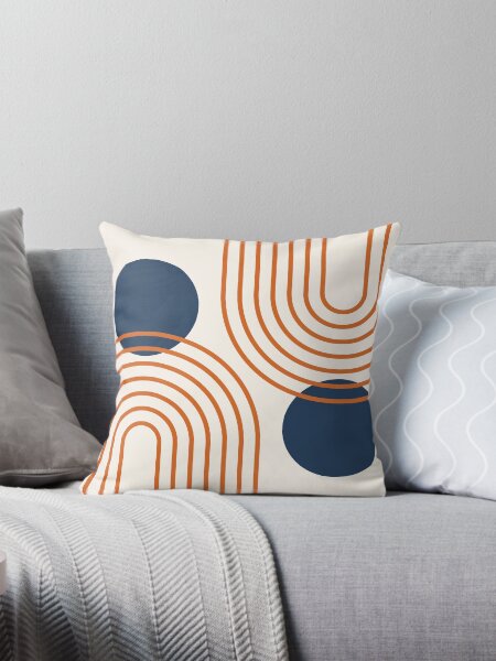 Item preview, Mid Century Modern Geometric 195 in Navy Blue Orange designed and sold by nineflorals.