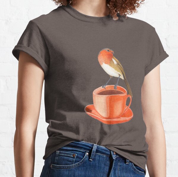 coffee loving robin bird Classic T-Shirt