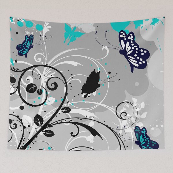 Item preview, Floral Art Aqua Grey Butterfly  designed and sold by Tshirtstory.