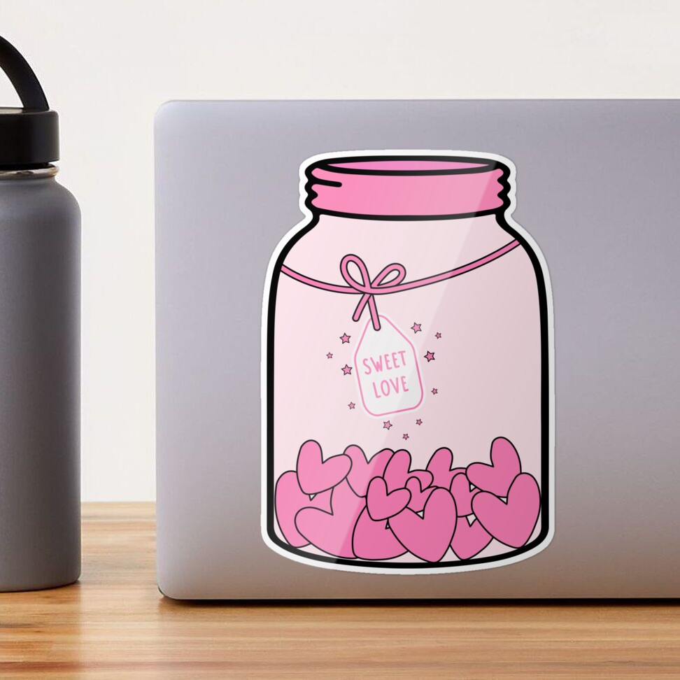 Sweet love mason jar │ Light bulb full of hearts │ Jar of lovely hearts │mason  jar with love hearts │cute mason jar with lovely hearts Sticker for Sale  by Smartmerch99