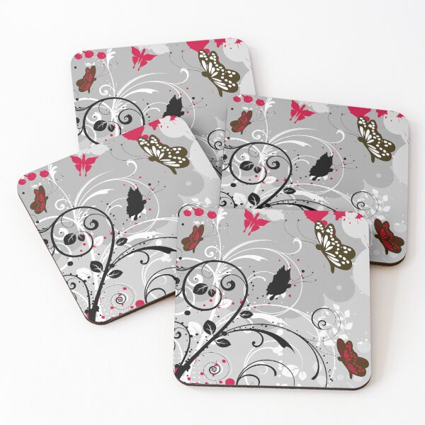 Item preview, Floral Art Red Grey Butterfly  designed and sold by Tshirtstory.