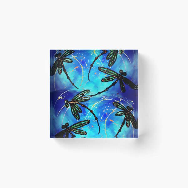 Dragonfly Flit "Electric Blue" Acrylic Block