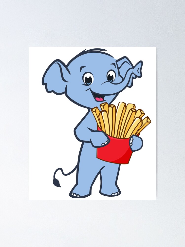 cute elephant eating french fries/Best gift for elephants and french fries lovers cute elephant eating french fries/Best gift for elephants and french fries lovers