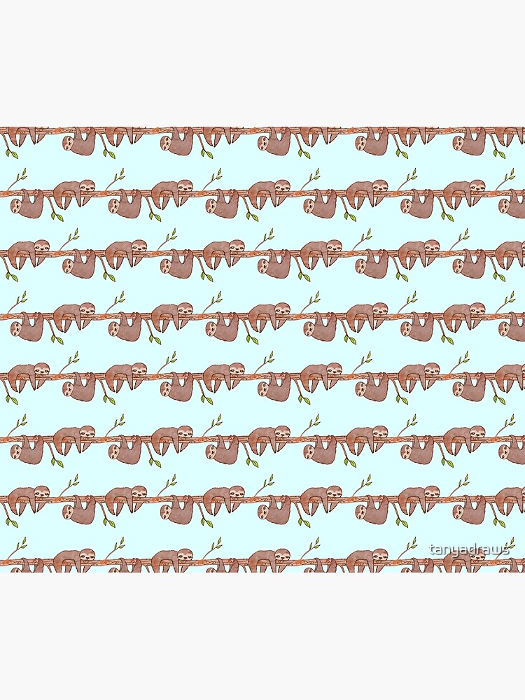 Thumbnail 5 of 5, Shower Curtain, Baby Sloths hanging on Tree Pattern designed and sold by tanyadraws.