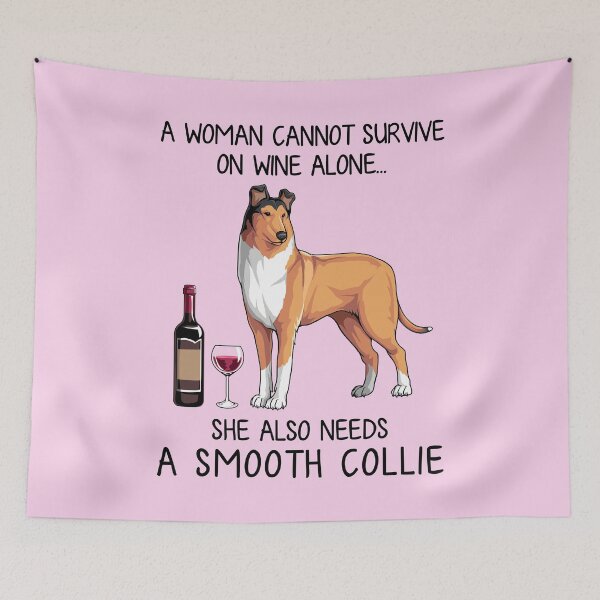 Item preview, Smooth Collie dog and wine Funny gift for dog mom designed and sold by TeeDoozy.