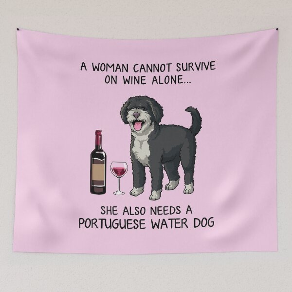 Item preview, Portuguese Water Dog and wine Funny gift for dog mom designed and sold by TeeDoozy.