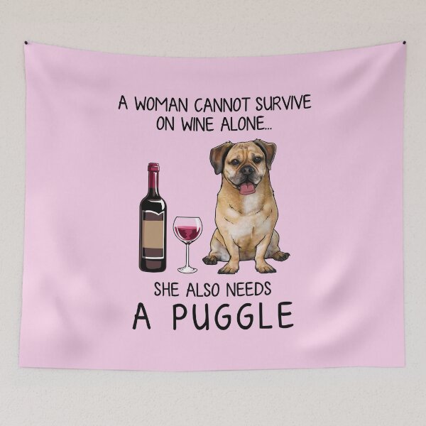 Item preview, Puggle and wine Funny gift for dog mom designed and sold by TeeDoozy.