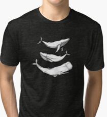 Whales in black Tri-blend T-Shirt