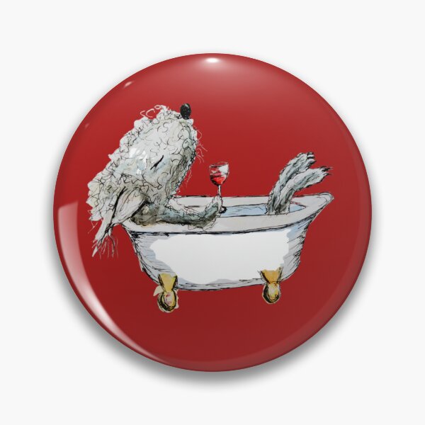 Item preview, Bedlington Terrier Dog in a Bathtub, Red Background designed and sold by The Quaint and Quirky.