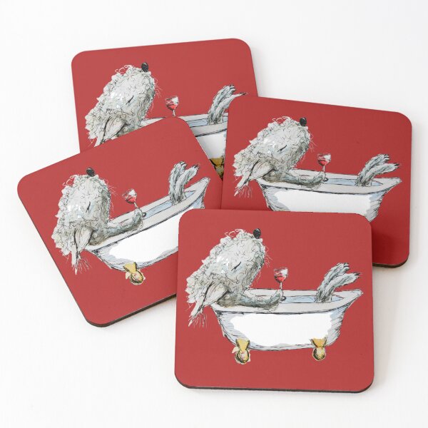 Item preview, Bedlington Terrier Dog in a Bathtub, Red Background designed and sold by The Quaint and Quirky.
