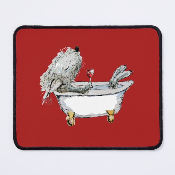 Item preview, Bedlington Terrier Dog in a Bathtub, Red Background designed and sold by The Quaint and Quirky.