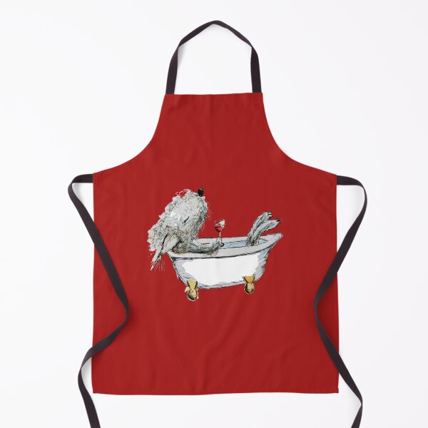 Item preview, Bedlington Terrier Dog in a Bathtub, Red Background designed and sold by The Quaint and Quirky.