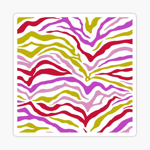 Zebra Stipes Animal Print Bright Pastel Colors Bright Purple Ultraviolet Yellow Hot Pink Yipes Stripes Sticker