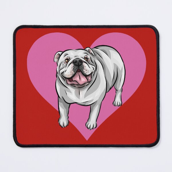 Item preview, White English Bulldog with Hearts | Valentine Dogs | Valentine's Day Doggies designed and sold by shirinsart.